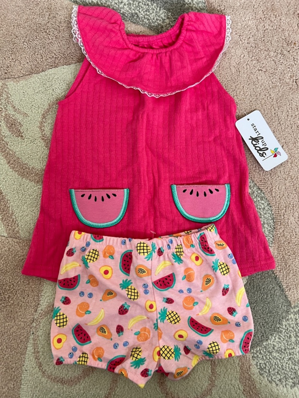 Burt's Bees Baby Pink Watermelon Two-Piece Matching Set